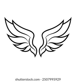 Elegant vector illustration of detailed stylized wings, ideal for tattoos, logos, and artistic designs.
