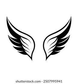 Elegant vector illustration of detailed stylized wings, ideal for tattoos, logos, and artistic designs.