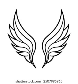 Elegant vector illustration of detailed stylized wings, ideal for tattoos, logos, and artistic designs.