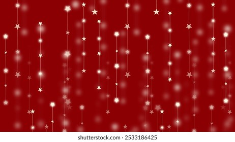 Elegant vector illustration featuring glowing stars on a red background. Perfect for festive designs, holiday invitations, and magical-themed backgrounds.