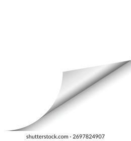 Ilustração de vetor elegante com um efeito de canto de virada de página de papel enrolada realista. Ideal para adicionar profundidade e dimensão a apresentações, designs de sites e materiais de marketing digital.