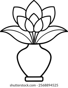 Elegant Vector Illustration of a Flower in a Vase Minimalist Design