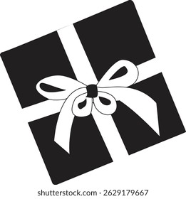Elegant vector illustration of a gift box with ribbon and bow. Perfect for holiday, birthday, celebration, or event-themed designs. High-quality and fully scalable for various uses.