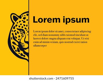 An elegant vector illustration of a leopard's half face, rendered in dark lines against a rich orange background, leaving space for text, making it ideal for use in promotional materials or branding.