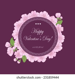 Elegant vector illustration  with pink flowers