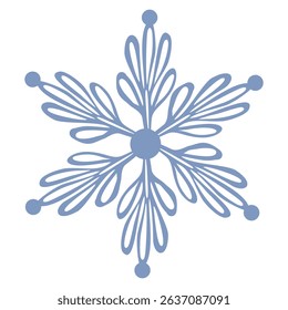 Elegant vector illustration of a stylized snowflake with a unique, organic design, featuring a muted blue palette and intricate details perfect for winter-themed projects.