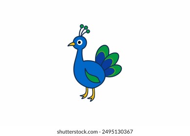 Elegant vector illustration of a vibrant peacock with intricate feather details, perfect for decorative designs, t-shirts, and digital art.