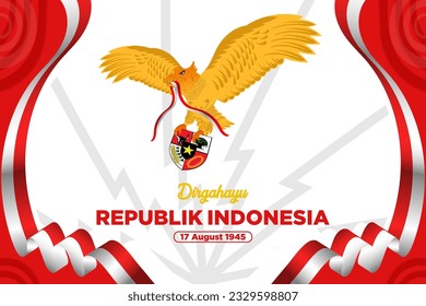 Elegant Vector Indonesia Independence Day With Garuda Pancasila Bird Illustration, Suitable for Banner