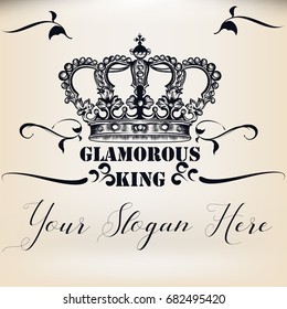 Elegant vector invitation card with king heraldic crown