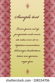 Elegant vector invitation card with pink vintage pattern