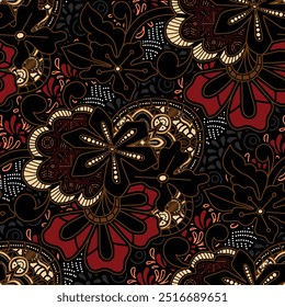 Plantilla de Vector elegante del patrón del batik étnico javanés