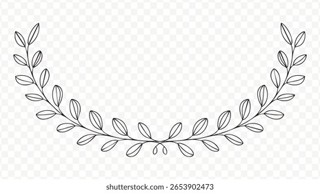 Elegant Vector Laurel Wreath Transparent PNG Image for Invitations and Decorative Design Elements