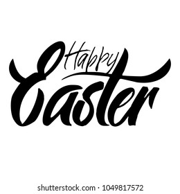 Elegant vector lettering Happy Easter. Greeting card design. Vector hand drawn illustration.
