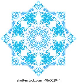 Elegant vector light blue ornament in the style of barogue. Abstract traditional pattern with oriental elements