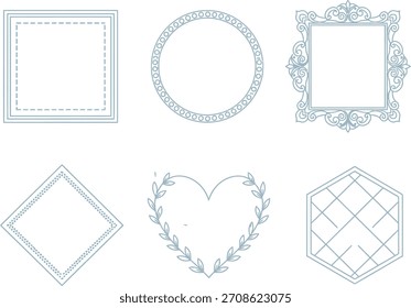 Elegante Rahmen und Rahmen für Vektorgrafiken mit verschiedenen Formen für Gestaltungselemente, Einladungen und Karten. Vektorgrafik