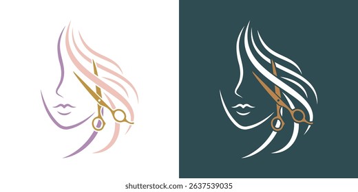 Elegant vector logo for a beauty salon featuring minimal design with feminine style elements.