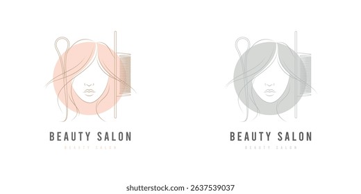 Elegant vector logo for a beauty salon featuring minimal design with feminine style elements.