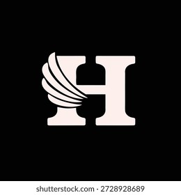 Elegante Diseño de Logotipo de Vector con Una Letra Alada H, Ideal para La Marca y La Identidad, Ilustración de Silueta Minimalista
