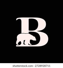 Elegantes Vektor-Logo-Design mit einer Bärensilhouette, die in einen stilvollen Buchstaben "B" für Branding und Identität integriert ist