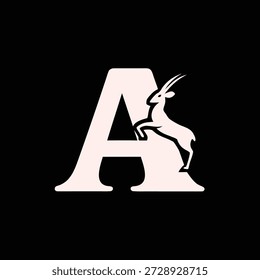 Elegante diseño de logotipo de Vector con una silueta de gacela integrada con la letra 'A', ideal para la marca y la identidad