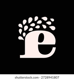Elegantes Vektor-Logo-Design mit einem stilisierten Baum aus dem Buchstaben "e", ideal für Branding und Identität