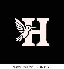 Elegante diseño de logotipo de Vector con un colibrí integrado con la letra H, ideal para la marca y la identidad