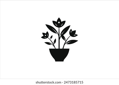 "Elegant vector logo for a florist company, featuring a black silhouette design. Perfect for branding, this illustration captures the essence of floral artistry in a sleek and modern style."