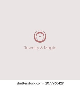 Elegant vector logo for jewelry. The emblem of the ring, bracelet, necklace. Icon for jewelers, astrologers, psychologists, coaches.