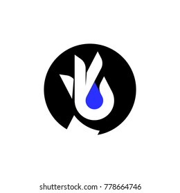 Elegant vector logo mark template or icon of blue drop in hand