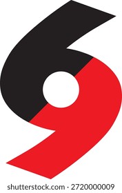 El elegante logotipo de Vector número 69 simboliza la firmeza y el crecimiento, adecuado para empresas de diseño y construcción. Compuesto de negro y rojo, simple y audaz pero elegante
