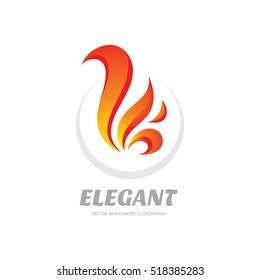 Elegant - vector logo template concept illustration. Abstract flame fire creative sign. Red flower symbol. Colored design element. 
