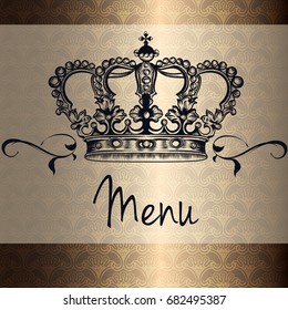 Elegant vector menu design or card with king heraldic crown