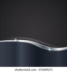 Elegant vector metallic background. Color polished texture with highlights and glow on the background of metal mesh