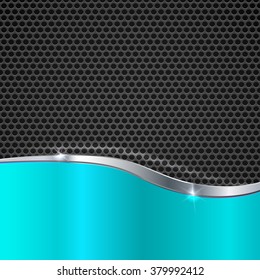 Elegant vector metallic background. Color polished texture with highlights and glow on the background of metal mesh