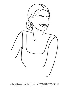 Elegante vector de una línea esboza una cara abstracta femenina. Estilo de línea minimalista de dibujo de la mujer. Ilustración de moda para cosméticos. Arte de línea continuo. Impresión minimalista a la moda.
