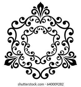 Elegant vector ornament in classic style. Abstract traditional pattern with oriental elements. Classic vintage black and white pattern