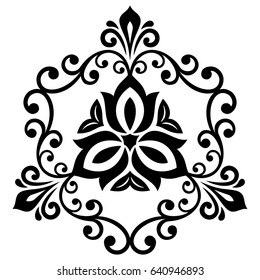 Elegant vector ornament in classic style. Abstract traditional pattern with oriental elements. Classic vintage black and white pattern