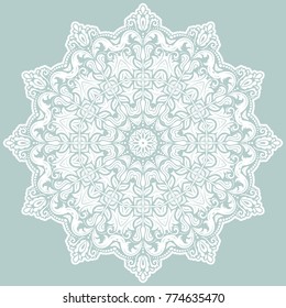 Elegant vector ornament in classic style. Abstract traditional pattern with oriental elements. Classic ound white vintage pattern