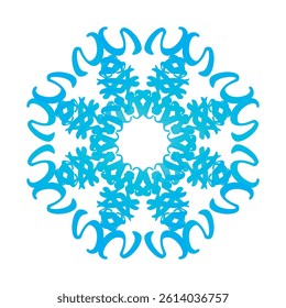 Elegant vector ornament made from text-based design, featuring a calming gradient of blue and light blue. Inspired by water flow, this design is perfect for aquatic-themed branding, logos, or decorati
