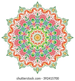 Elegant vector ornament in the style of barogue. Abstract traditional colorful pattern with oriental elements