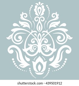 Elegant vector ornament in the style of barogue. Abstract traditional pattern with oriental elements. Blue and white pattern