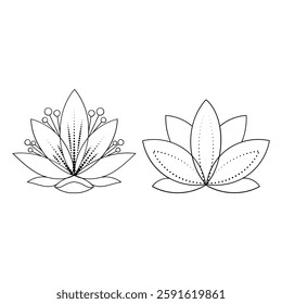 Elegant vector outline of serene lotus flowers, symbolizing peace and tranquility in nature