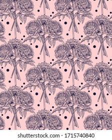 Diseño vectorial elegante con un ramo de flores de peonías. Ilustración vectorial.