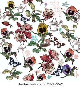 Elegant vector pattern with field flowers  in vintage style