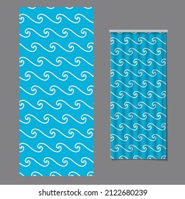 Elegant vector pattern with sea waves graphic. Vector pattern design for customize curtain fabric printing.