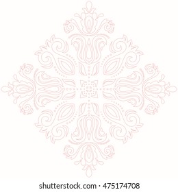 Elegant vector pink square ornament in the style of barogue. Abstract traditional pattern with oriental elements