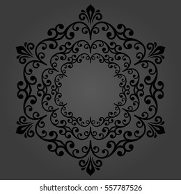 Elegant vector round dark ornament in classic style. Abstract traditional pattern with oriental elements, Classic vintage pattern.