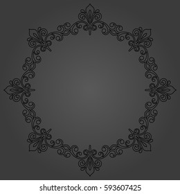 Elegant vector round dark ornament in classic style. Abstract traditional pattern with oriental elements, Classic vintage pattern