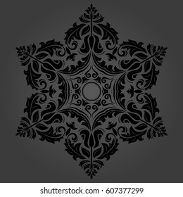 Elegant vector round dark ornament in classic style. Abstract traditional pattern with oriental elements. Classic vintage pattern
