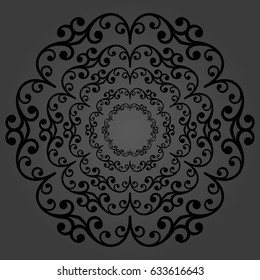 Elegant vector round dark ornament in classic style. Abstract traditional pattern with oriental elements. Classic vintage pattern
